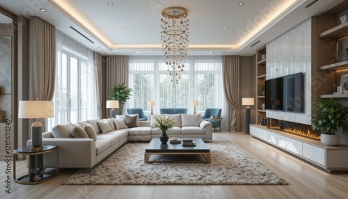 Wallpaper Mural Luxury living Room. Style home interior design of modern living room. Torontodigital.ca