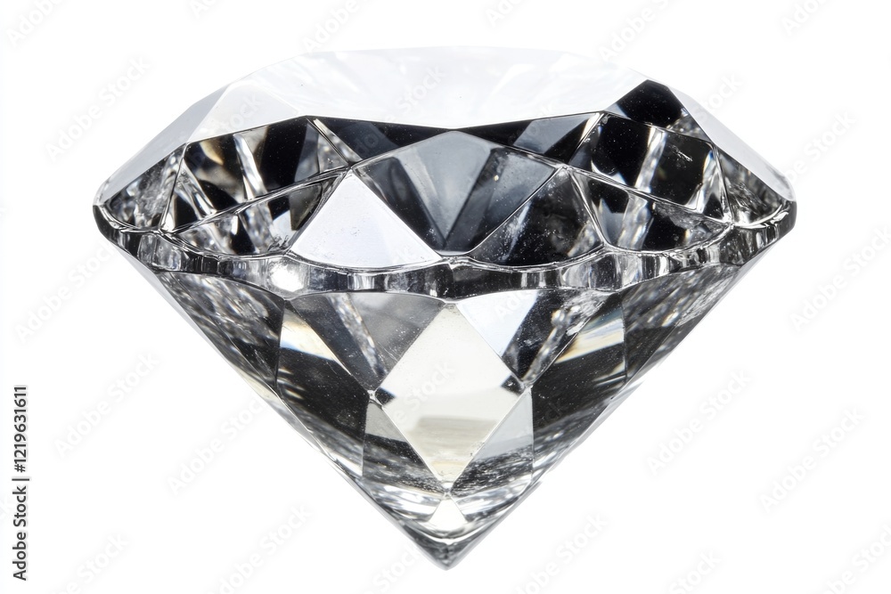 A close-up shot of a sparkling diamond against a clean white background, ideal for jewelry or luxury product promotions A close-up shot of a sparkling diamond against a clean white background, ideal for jewelry or luxury product promotions