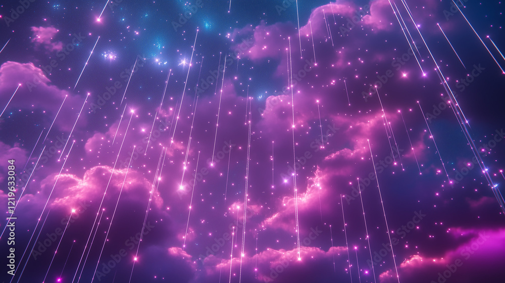 Obraz premium clouds with neon grid
