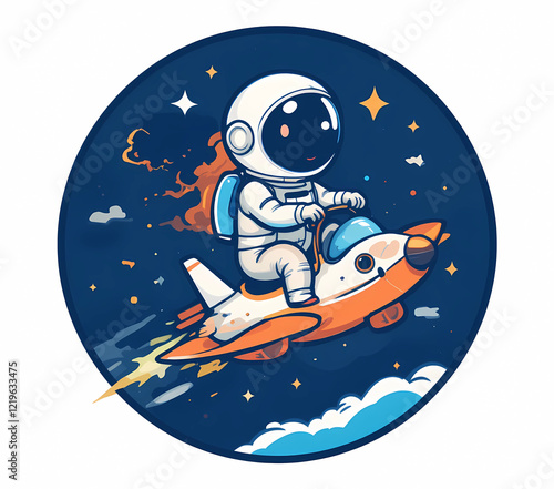 cartoon rocket in space