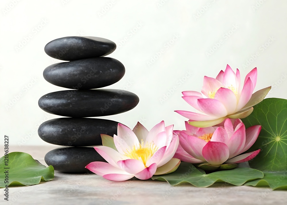 Calm spa stones go well with lotus blossoms; remove Calm spa stones go well with lotus blossoms; remove