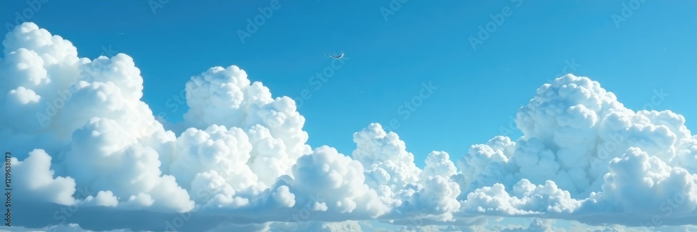 Cloud formations in shades of white and grey drifting gently across the cerulean sky, white, blue Cloud formations in shades of white and grey drifting gently across the cerulean sky, white, blue
