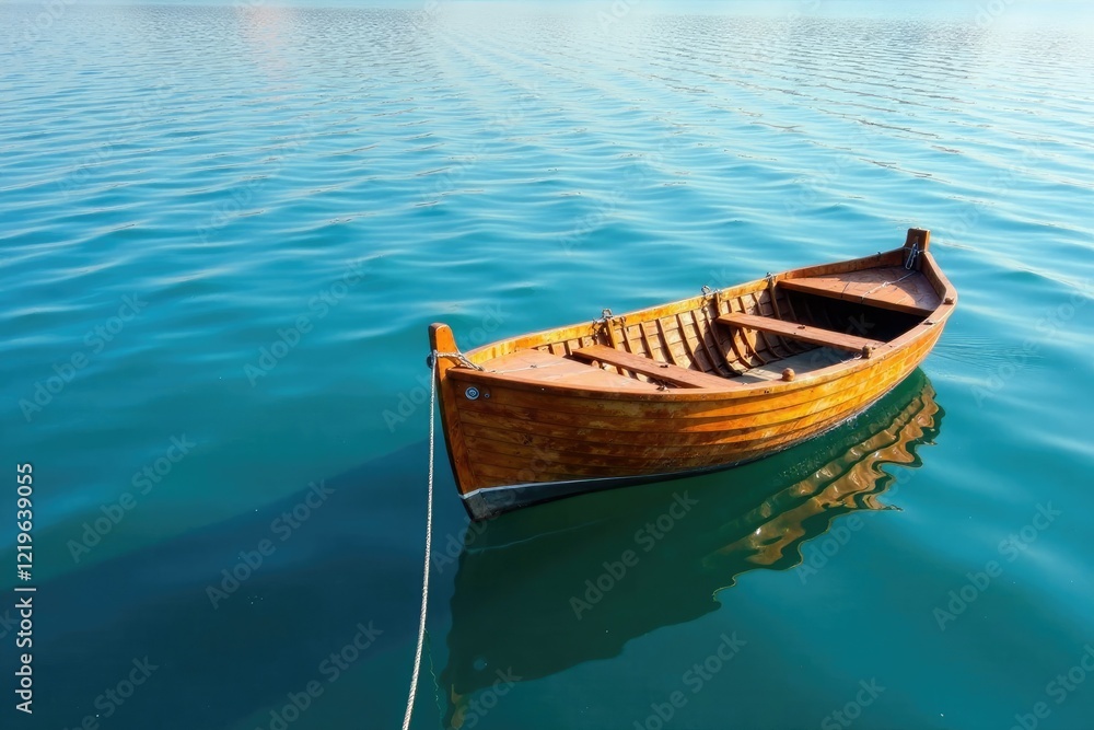 Brown wooden boat on Sea of Galilee with ripples on water's surface, nature, , reflection Brown wooden boat on Sea of Galilee with ripples on water's surface, nature, , reflection