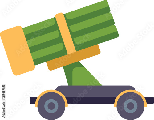 Powerful military rocket launcher system aiming at the sky, representing the concept of warfare and defense