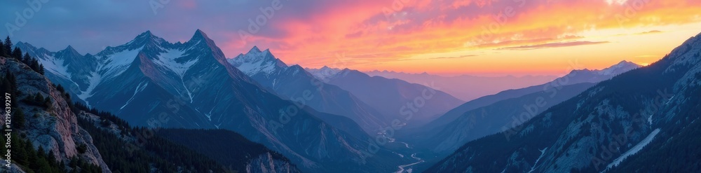 A stunning blue and gray mountain landscape at sunset, scenery, natural A stunning blue and gray mountain landscape at sunset, scenery, natural