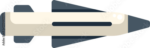 Military missile, a powerful projectile weapon used in warfare, shown here in flight