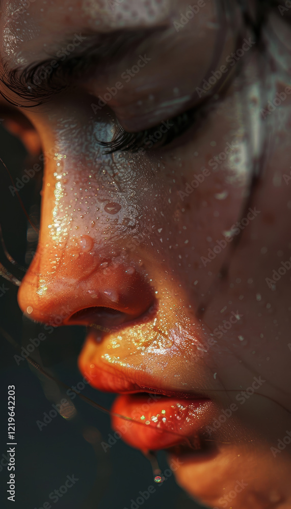Emotional Portrait Highlighting Tearful Expression with Exquisite Detail and Light Emotional Portrait Highlighting Tearful Expression with Exquisite Detail and Light