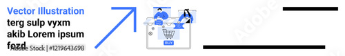 Shopping cart with credit card, globe, dollar bill, and shield icon representing secure online transactions. Ideal for e-commerce, online shopping, payment security, global transactions, financial