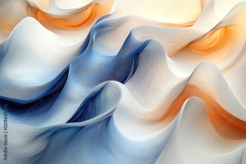 Obraz premium A close-up view of an abstract painting featuring white and blue colors, ideal for use in designs where a subtle artistic touch is needed