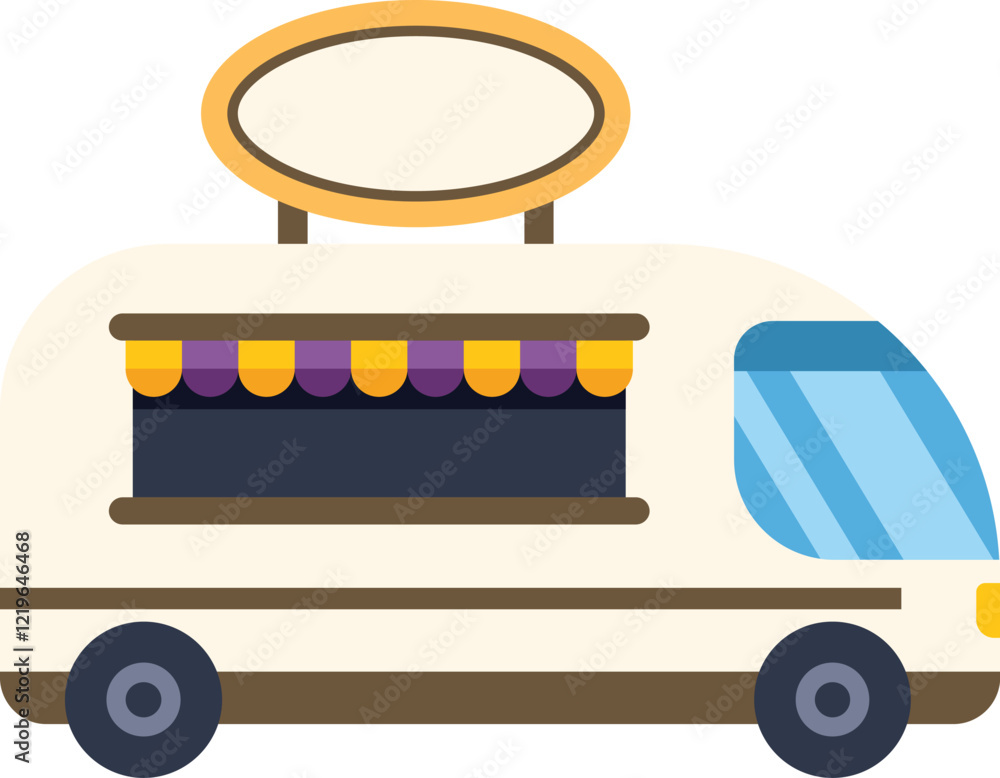 Φωτογραφία White food truck offering take away street food with empty sign
