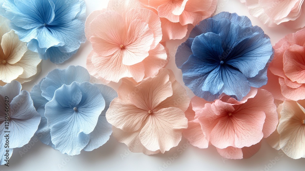 Beautiful pastel colored flowers arranged in a harmonious pattern for decoration Beautiful pastel colored flowers arranged in a harmonious pattern for decoration