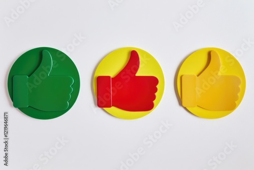 A collection of thumbs up and magnets arranged on a white surface, ideal for use in presentations, tutorials, or motivational content photo