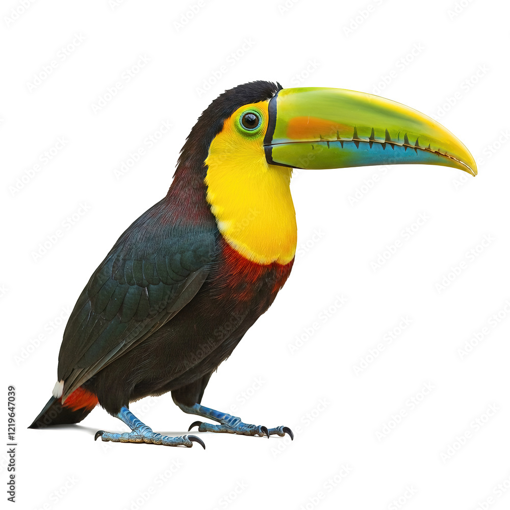 Obraz premium Portrait of a toucan bird standing, isolated on white background
