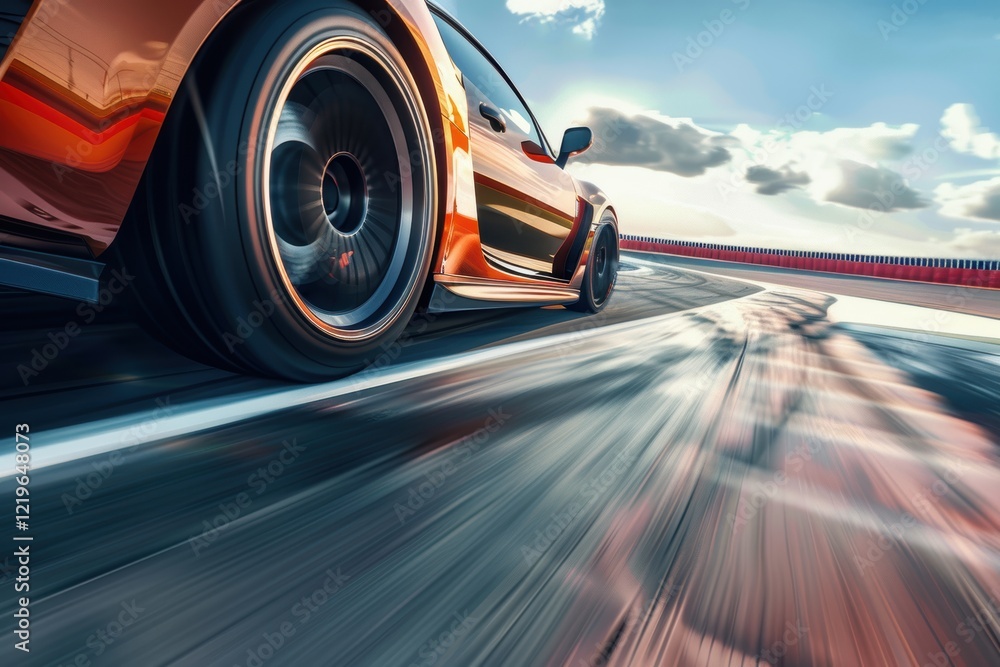 High-Performance Sports Car Racing with Precision on Asphalt Track High-Performance Sports Car Racing with Precision on Asphalt Track