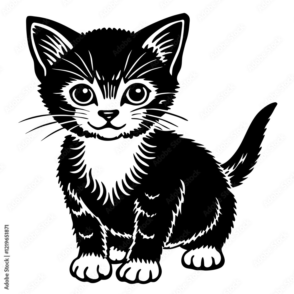 baby cat black silhouette vector, Simple silhouette Design vector icon with white background. Animal silhouette. pet animal baby cat black silhouette vector, Simple silhouette Design vector icon with white background. Animal silhouette. pet animal