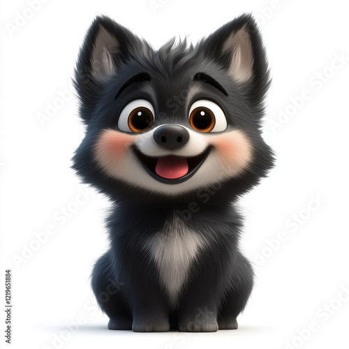 Cheerful Cartoon Norwegian Elkhound With Playful Expression photo