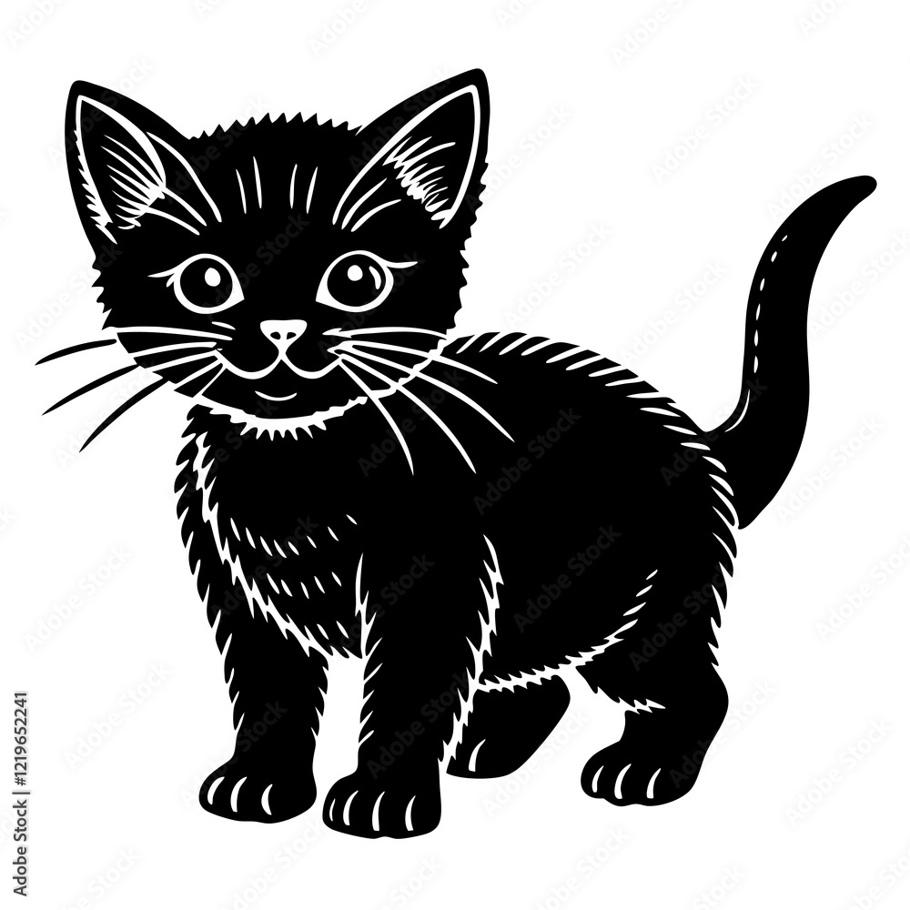 baby cat black silhouette vector, Simple silhouette Design vector icon with white background. Animal silhouette. pet animal baby cat black silhouette vector, Simple silhouette Design vector icon with white background. Animal silhouette. pet animal