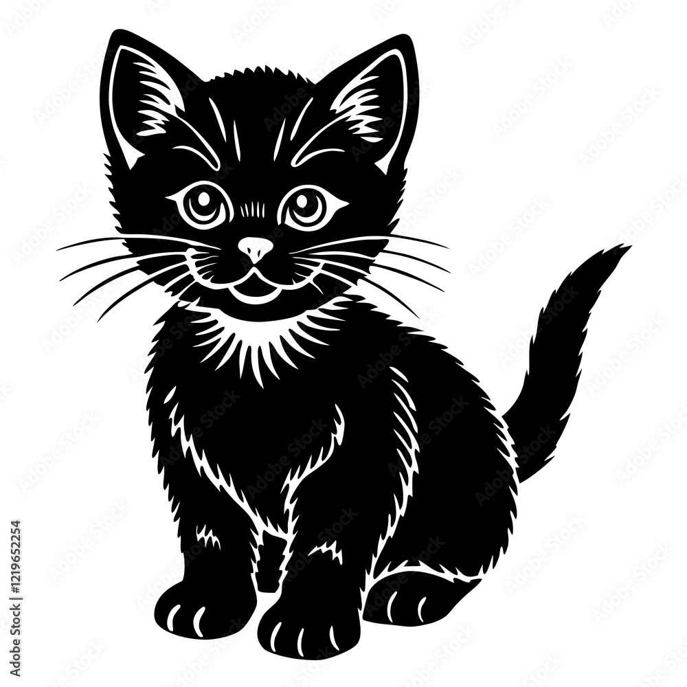 baby cat black silhouette vector, Simple silhouette Design vector icon with white background. Kitten, silhouette, Animal silhouette. pet animal baby cat black silhouette vector, Simple silhouette Design vector icon with white background. Kitten, silhouette, Animal silhouette. pet animal