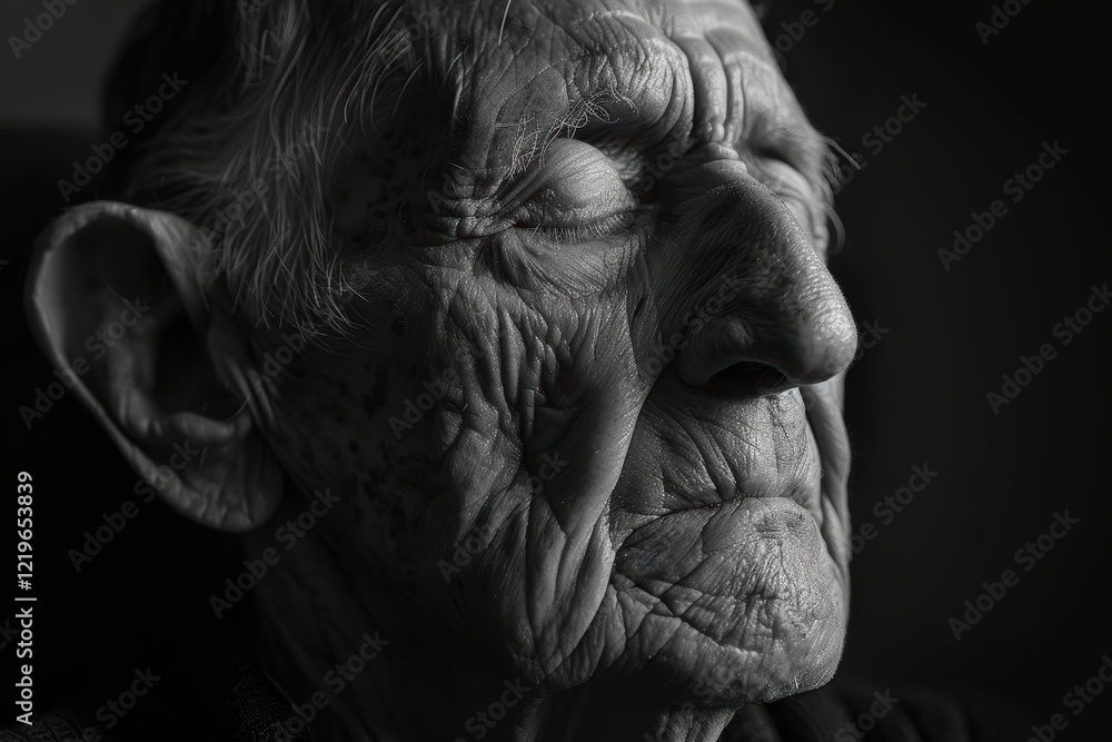 Reflective Elderly Portrait in Black and White for Thoughtful Design Reflective Elderly Portrait in Black and White for Thoughtful Design