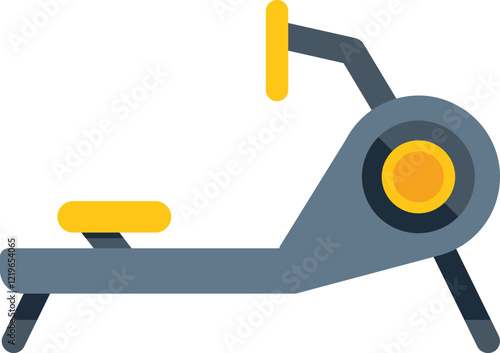 Simple icon of a rowing machine, representing the concept of working out and exercising at the gym