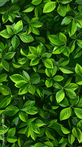 Lush Green Leaves Forming a Natural Wall Background for Eco-Friendly Designs