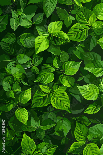 Lush Green Leaves Forming a Natural Wall Background for Eco-Friendly Designs