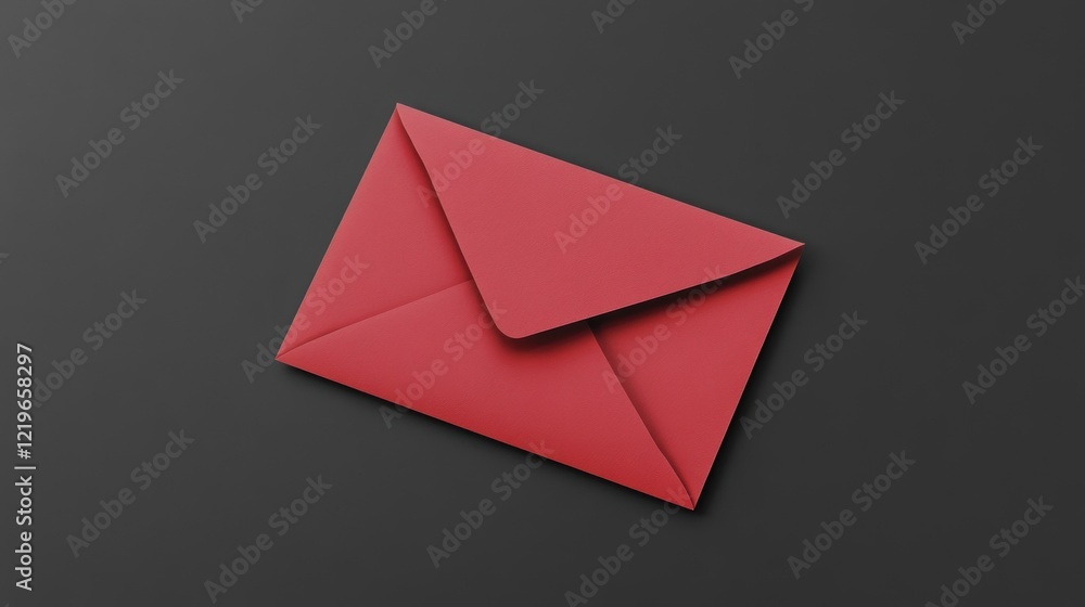 Red Envelope on Dark Background: Minimalist Communication Concept Red Envelope on Dark Background: Minimalist Communication Concept