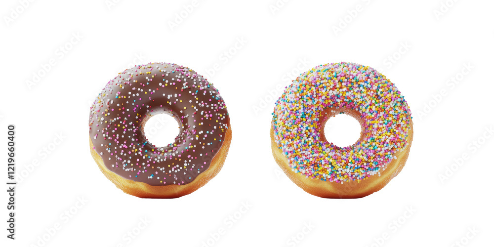 Isolated Two Donuts with Sprinkles Isolated Two Donuts with Sprinkles