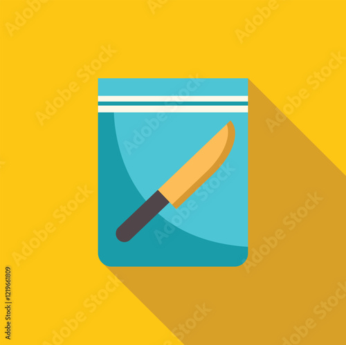 Plastic evidence bag containing a knife, suggesting a potential crime scene or forensic investigation