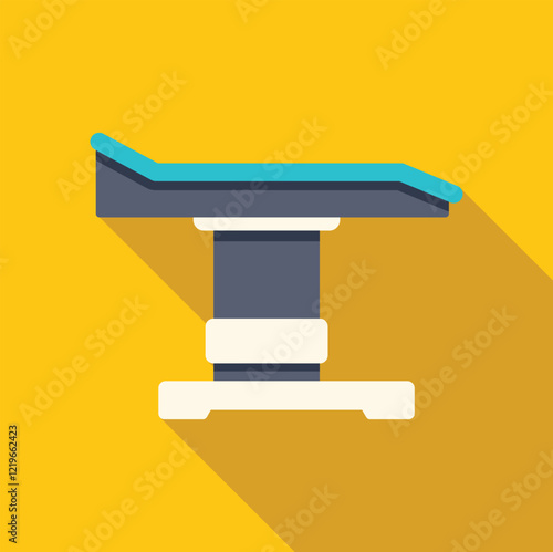 Operating table in flat design style on yellow background, symbolizing medical procedures and healthcare services