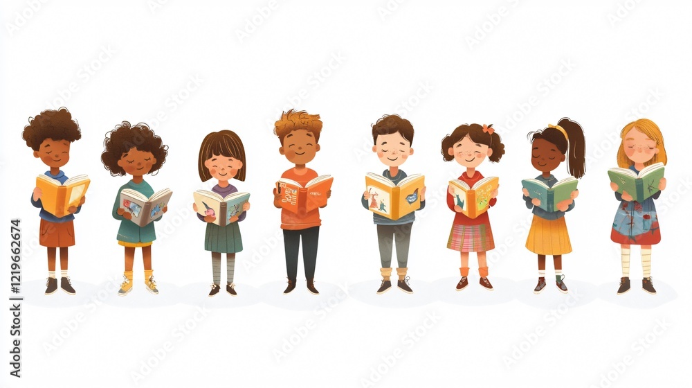 Diverse Kids Reading Full Body Cut Out Element Set Diverse Kids Reading Full Body Cut Out Element Set