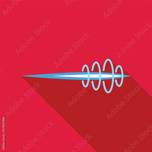 Sound wave is creating vibrations, transmitting audio signal on red background