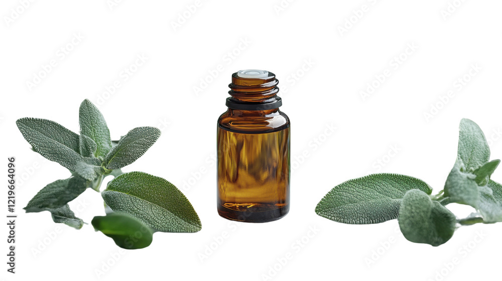 essential oil with herbs isolated on white background essential oil with herbs isolated on white background