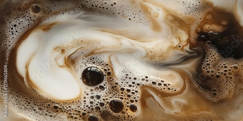 Swirling patterns of coffee with creamy foam.