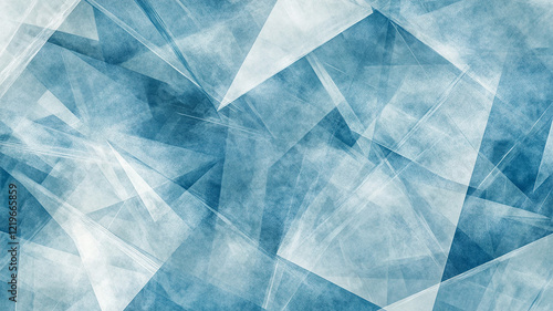 Geometric Abstract Background with Textured Blue Layers and Overlapping Shapes