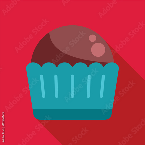 Delicious chocolate candy with a turquoise paper cup, ideal for representing sweetness and confectionery