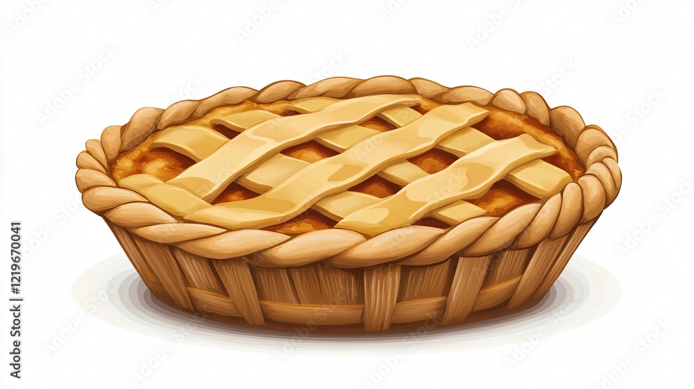 Delicious Whole Grain Pie Slice in Bread Basket, Wide Angle Centered View Delicious Whole Grain Pie Slice in Bread Basket, Wide Angle Centered View
