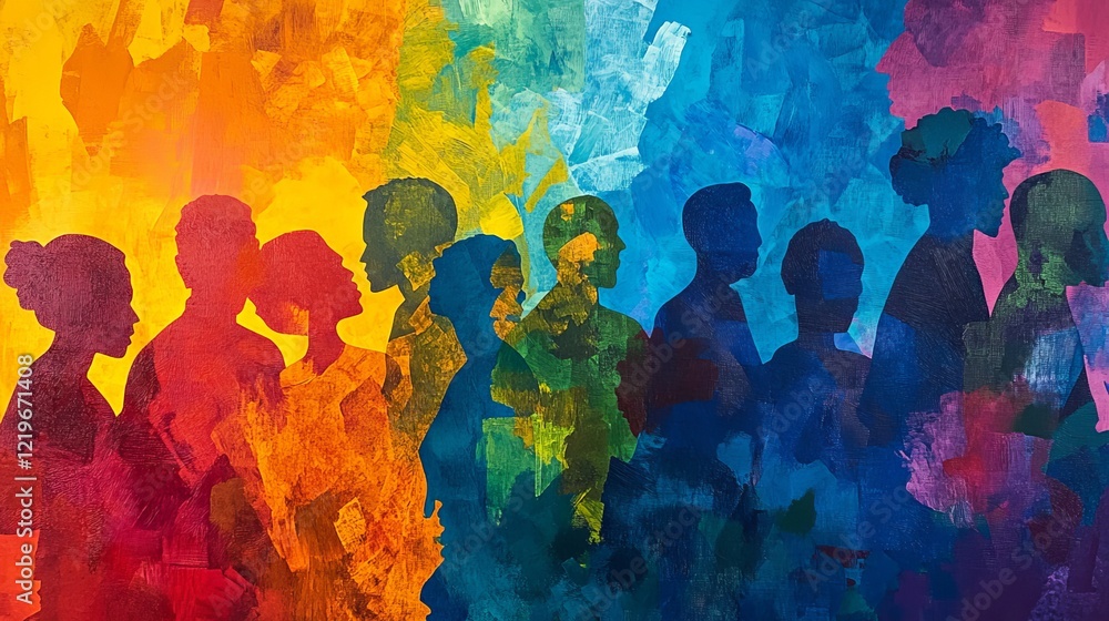 Obraz premium Diverse Artists Collaborative Painting Project: A Vibrant Expression of Unity and Creativity. A powerful image showcasing the beauty of collaboration 