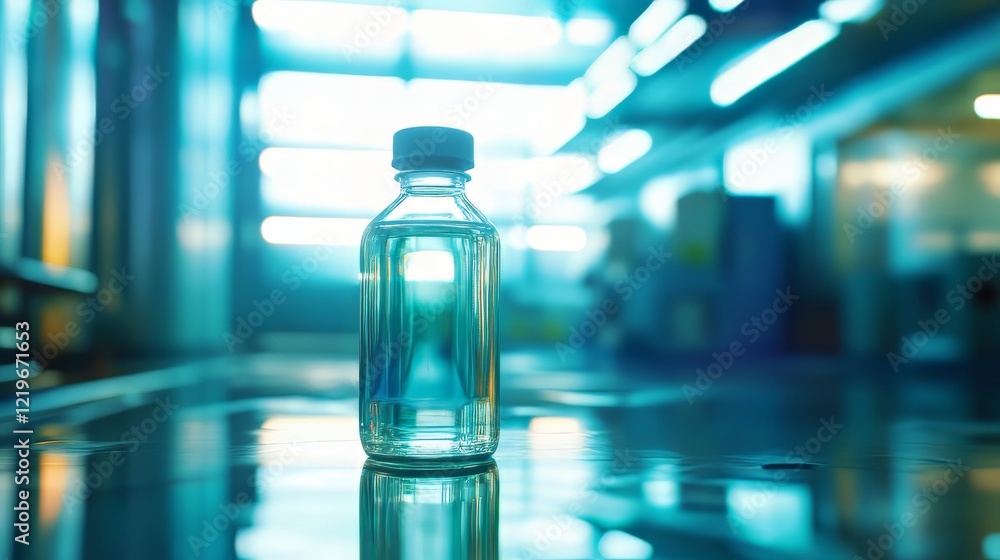 Clear bottle in a lab setting Clear bottle in a lab setting