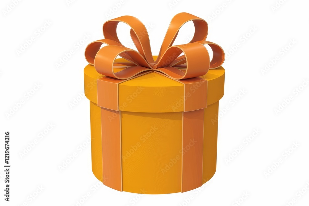 A cylindrical orange gift box with an orange ribbon, ready for gifting. A cylindrical orange gift box with an orange ribbon, ready for gifting.