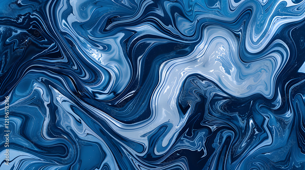 Obraz premium Marble background pattern in various shades of blue, generative ai