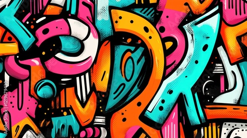 Wallpaper Mural Abstract Graffiti Art: A vibrant explosion of colors and shapes Torontodigital.ca