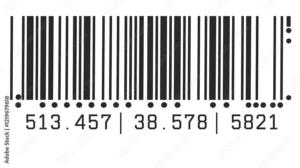 Barcode with Numerical Identifier 513.457 38.578 5821 Barcode with Numerical Identifier 513.457 38.578 5821