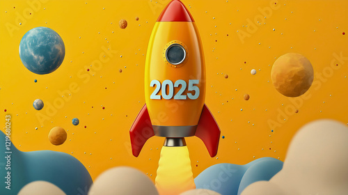 Vibrant Rocket Launch Adventure in Space Digital Art for Imagination and Exploration