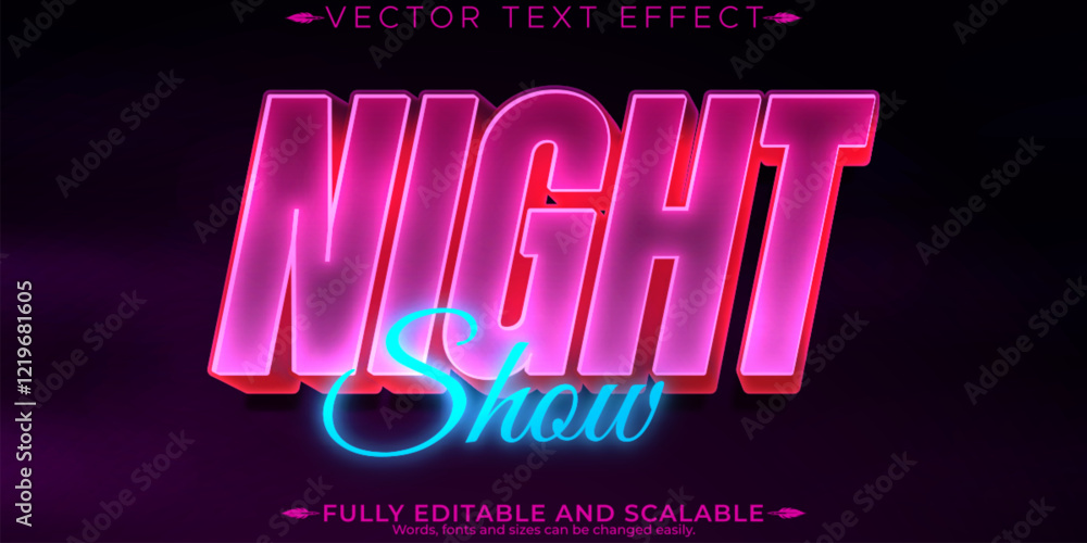 Fototapeta premium Editable text effect vegas, 3d glowing and casino font style