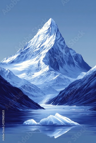 Wallpaper Mural Majestic snow-capped mountain, icy lake, serene landscape. Torontodigital.ca