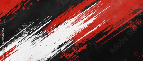 This design showcases a vibrant and striking red and white grunge brush pattern set against a deep black background, making it ideal for themes that are energetic, lively, and full of life