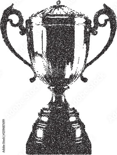 Trophy vintage y2k stipple art, award halftone stipple brutalist retro vector png with transparent background, victory 2000s aesthetic photocopy effect tattoo