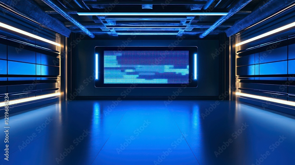 futuristic high-tech corridor with glowing blue neon lights, sleek digital architecture, sci-fi environment, modern cyber interior, immersive virtual space. futuristic high-tech corridor with glowing blue neon lights, sleek digital architecture, sci-fi environment, modern cyber interior, immersive virtual space.