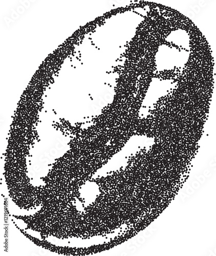 Coffee vintage y2k stipple art, bean halftone stipple brutalist retro vector png with transparent background, espresso 2000s aesthetic photocopy effect tattoo